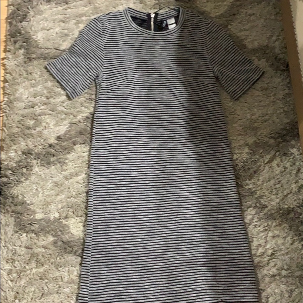 Grey and black striped dress